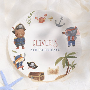 Assiettes En Carton Fête d'anniversaire garçon animaux de pirate