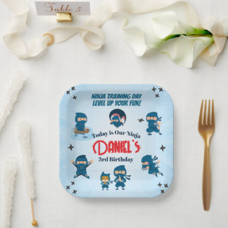 Assiettes En Carton Fête d'anniversaire garçon Escouade Ninja Bleu Mig