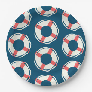 Assiettes En Carton Fête d'anniversaire garçon thème océanique piscine