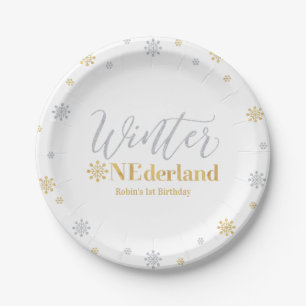 Assiettes En Carton Fête d'anniversaire Gold & Silver Winter Onederlan
