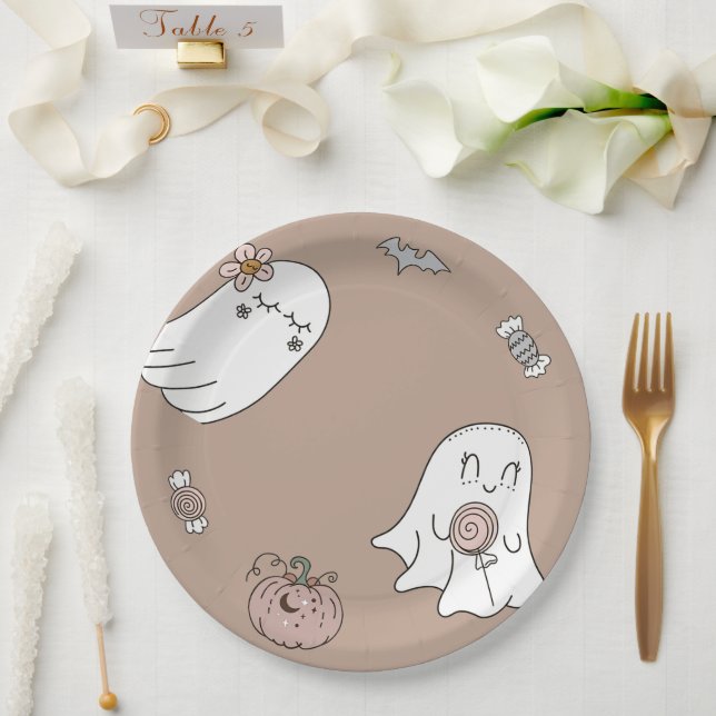 Assiettes En Carton Fête d'anniversaire Hallowee Cute Ghost (Mariage)