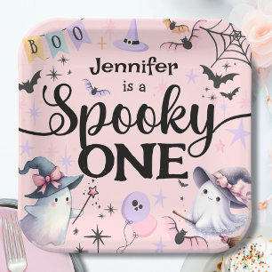Assiettes En Carton Fête d'anniversaire Halloween Spooky One Cute Ghos