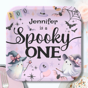 Assiettes En Carton Fête d'anniversaire Halloween Spooky One Gentil Fa