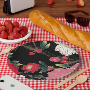 Assiettes En Carton Fête d'anniversaire Japon fleur de cerisier coloré