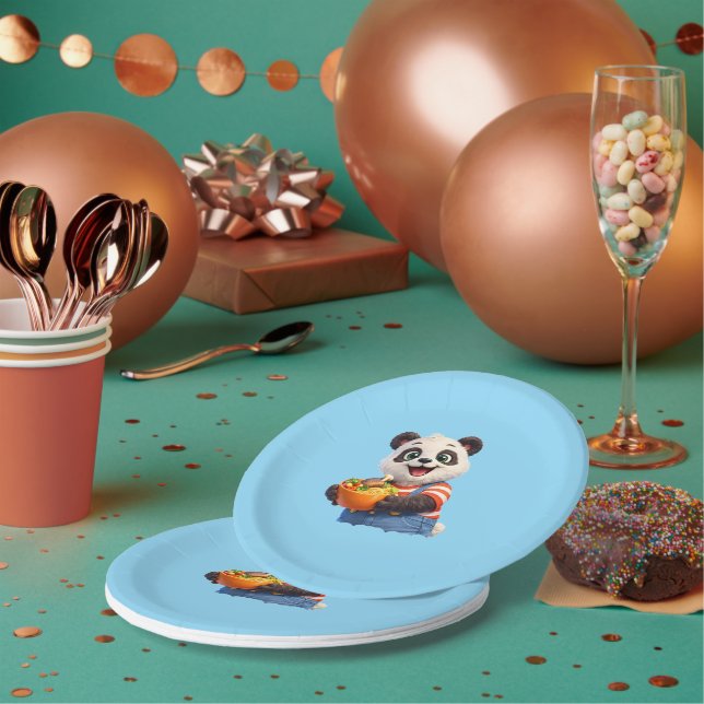 Assiettes En Carton Fête d'anniversaire joyeuse (Multi)