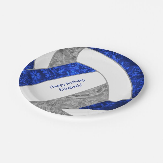 Assiettes En Carton fête d'anniversaire joyeuse de la fille volley-bal (Angle)