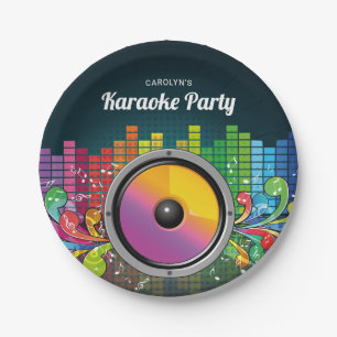Assiettes En Carton Fête d'anniversaire karaoke de musique colorée