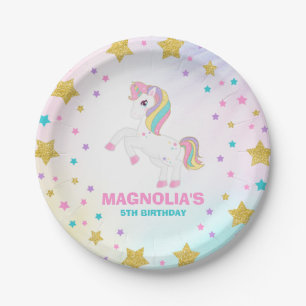 Assiettes En Carton Fête d'anniversaire magique de licorne de plaque