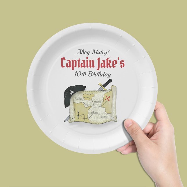 Assiettes En Carton Fête d'anniversaire mignon Pirate Personnalisé (Pirate custom birthday party paper plate. )