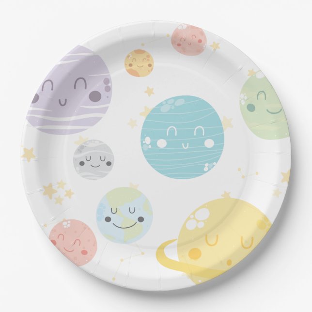 Assiettes En Carton Fête d'anniversaire mignonne d'étoiles et de (Devant)
