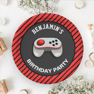 Assiettes En Carton Fête d'anniversaire moderne de jeu vidéo