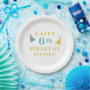 Assiettes En Carton Fête d'anniversaire moderne pour enfants avec pail
