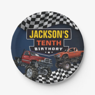 Assiettes En Carton Fête d'anniversaire Monster Truck Jam, Tout âge