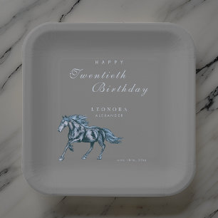 Assiettes En Carton Fête d'anniversaire mystique à l'aquarelle Cheval