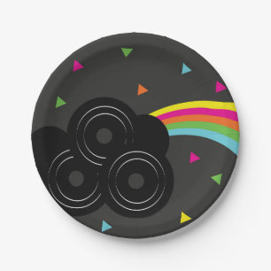 Assiettes En Carton Fête d'anniversaire néon Tween 80s 90s disque
