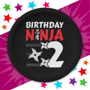 Assiettes En Carton Fête d'anniversaire Ninja 2 ans étoiles Enfants 2è