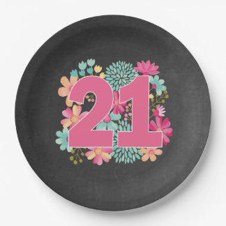 Assiettes En Carton Fête d'anniversaire Numéro 21 21 ans