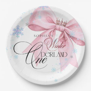Assiettes En Carton Fête d'anniversaire ONEderland rose hiver 1 an