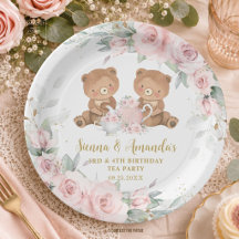Fête d'anniversaire ours en peluche rose floral Te