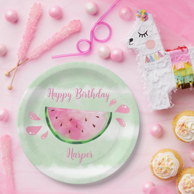 Assiettes En Carton Fête d'anniversaire Pastèque Mignonne (Fête)