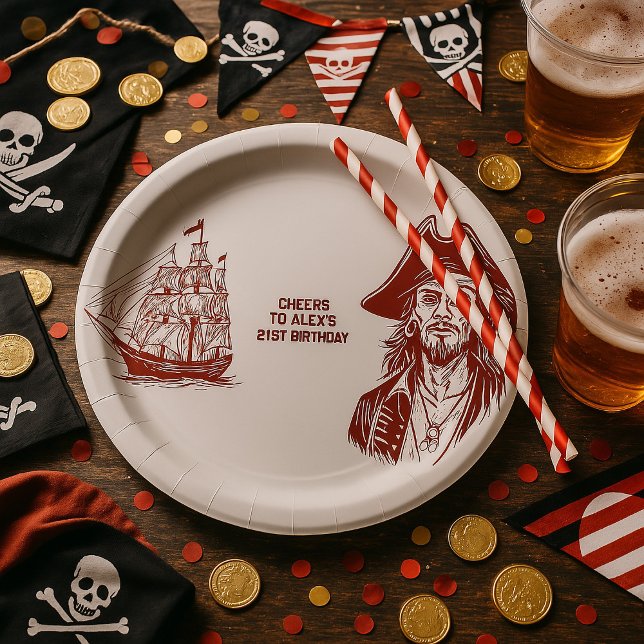 Assiettes En Carton Fête d'anniversaire personnalisée à thème pirate (Créateur téléchargé)