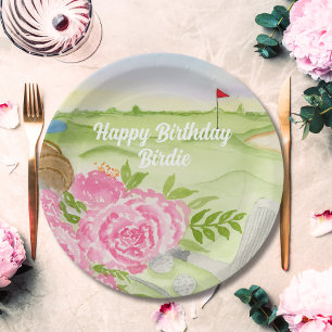 Assiettes En Carton Fête d'anniversaire personnalisée avec des pivoine