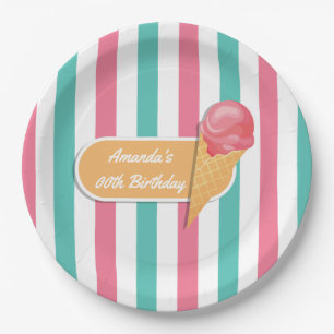 Assiettes En Carton Fête d'anniversaire personnalisée de glace
