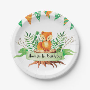 Assiettes En Carton Fête d'anniversaire personnalisée de Little Fox Fo
