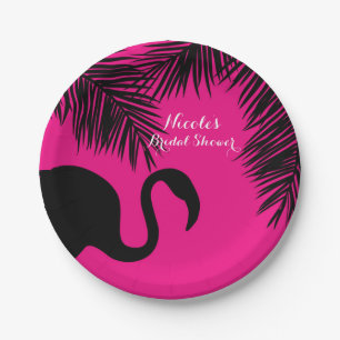 Assiettes En Carton Fête d'anniversaire personnalisée Flamant rose et 