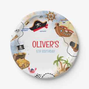 Assiettes En Carton Fête d'anniversaire pirate pour enfants   Ahoy Mat