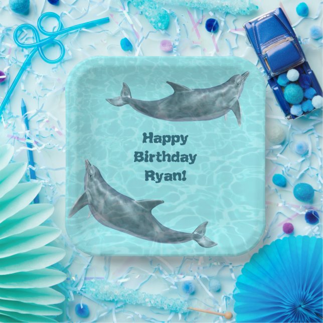 Assiettes En Carton Fête d'anniversaire Piscine ou Plage avec Dauphins (Fête)