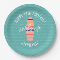 Fête d'anniversaire planche de surf rose Surfs Up