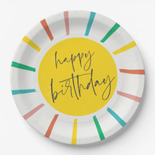 Assiettes En Carton Fête d'anniversaire pour enfants Bright Sun Script