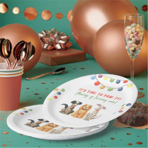 Assiettes En Carton Fête d'anniversaire premier chien aquarelle