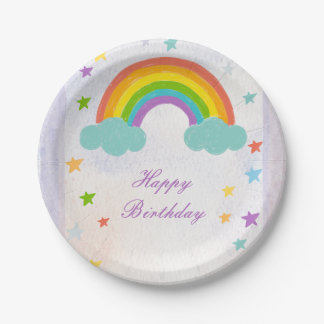 Assiettes En Carton Fête d'anniversaire Rainbow