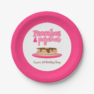 Assiettes En Carton Fête d'anniversaire rose de crêpes et de pyjamas