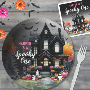 Assiettes En Carton Fête d'anniversaire rose de la Spooky One Hallowee
