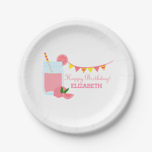 Assiettes En Carton Fête d'anniversaire rose de limonade