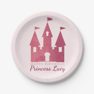 Assiettes En Carton Fête d'anniversaire rose de princesse Castle