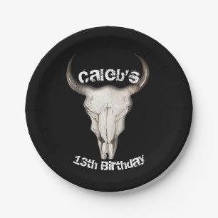 Assiettes En Carton Fête d'anniversaire rustique boho bohémien vache t