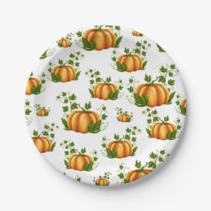 Assiettes En Carton Fête d'anniversaire rustique de citrouille orange 