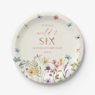 Assiettes En Carton Fête d'anniversaire sauvage et six fleurs sauvages