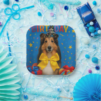 Assiettes En Carton Fête d'anniversaire Sheltie