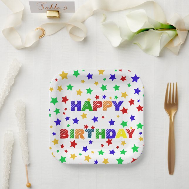 Assiettes En Carton Fête d'anniversaire simple moderne rouge étoile co (Mariage)