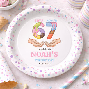 Assiettes En Carton Fête d'anniversaire "Six Sept" pour enfants - 7 an