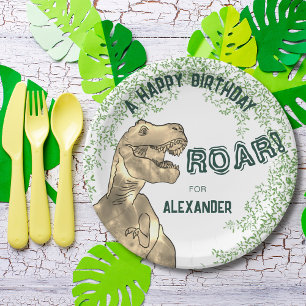Assiettes En Carton Fête d'anniversaire sur le thème des dinosaures Aj