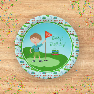 Assiettes En Carton Fête d'anniversaire sur le thème du golf pour garç