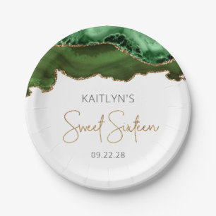 Assiettes En Carton Fête d'anniversaire Sweet 16 Hunter Green Gold Aga