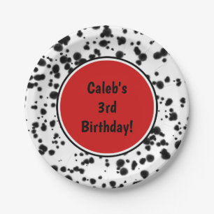 Assiettes En Carton Fête d'anniversaire Taches dalmatiennes Noir Blanc