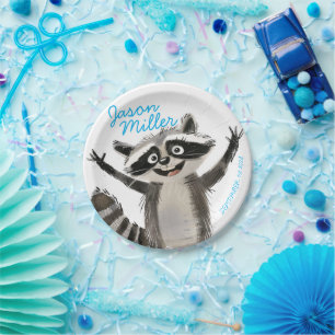 Assiettes En Carton Fête d'anniversaire thème raton laveur pour bébé q